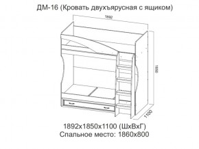 ДМ-16 Кровать двухъярусная с ящиком в Ноябрьске - noyabrsk.магазин96.com | фото