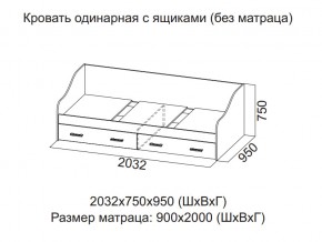 Кровать одинарная с ящиками (Без матраца 0,9*2,0) в Ноябрьске - noyabrsk.магазин96.com | фото